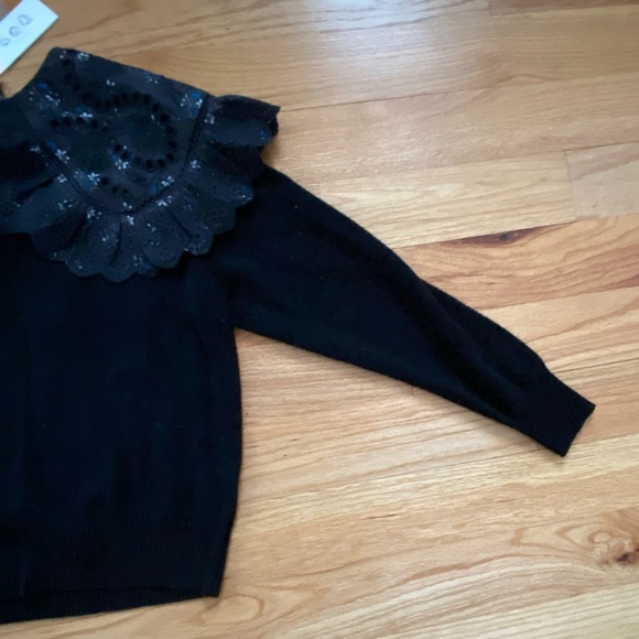 NWT Authentic Sea Ditsy Mix Removable Collar Cashmere Sweater in Black (Size XS) - Picture 11 of 11